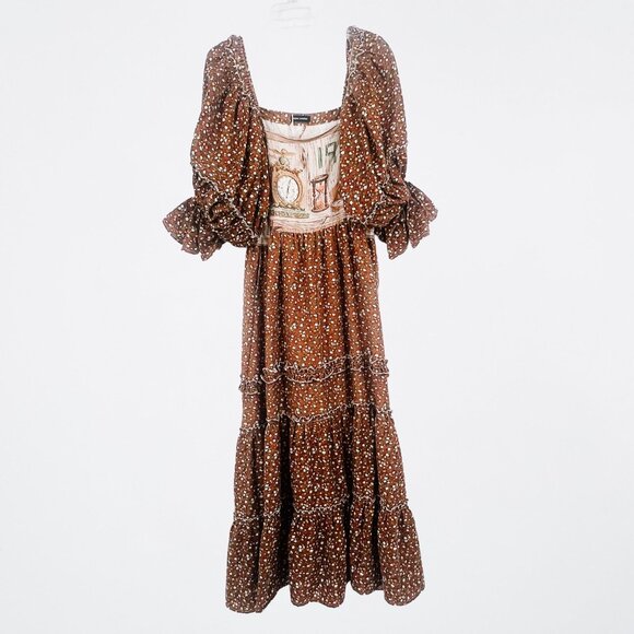 Selina Sanders Handmade Repurposed Tea Towel Ruffle Maxi Dress - XL-2X - Picture 2 of 8